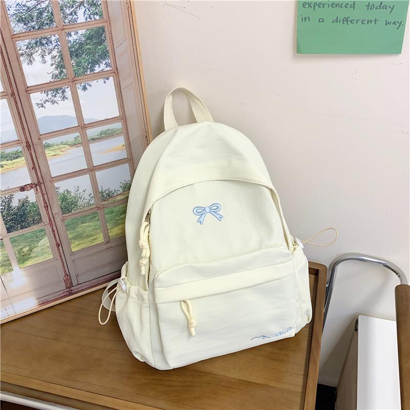Schoolbag College Student Backpack Junior High School Student Computer Bag Korean Version Simple Girl Bow School Bag Large Capacity Backpack Female
