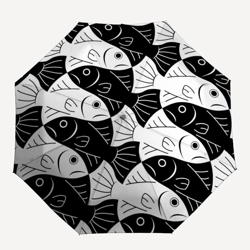 

1pc Fish School Automatic Open/Close Umbrella Compact Folding Umbrella, All-Season Portable Umbrella for Women/Men F1124347