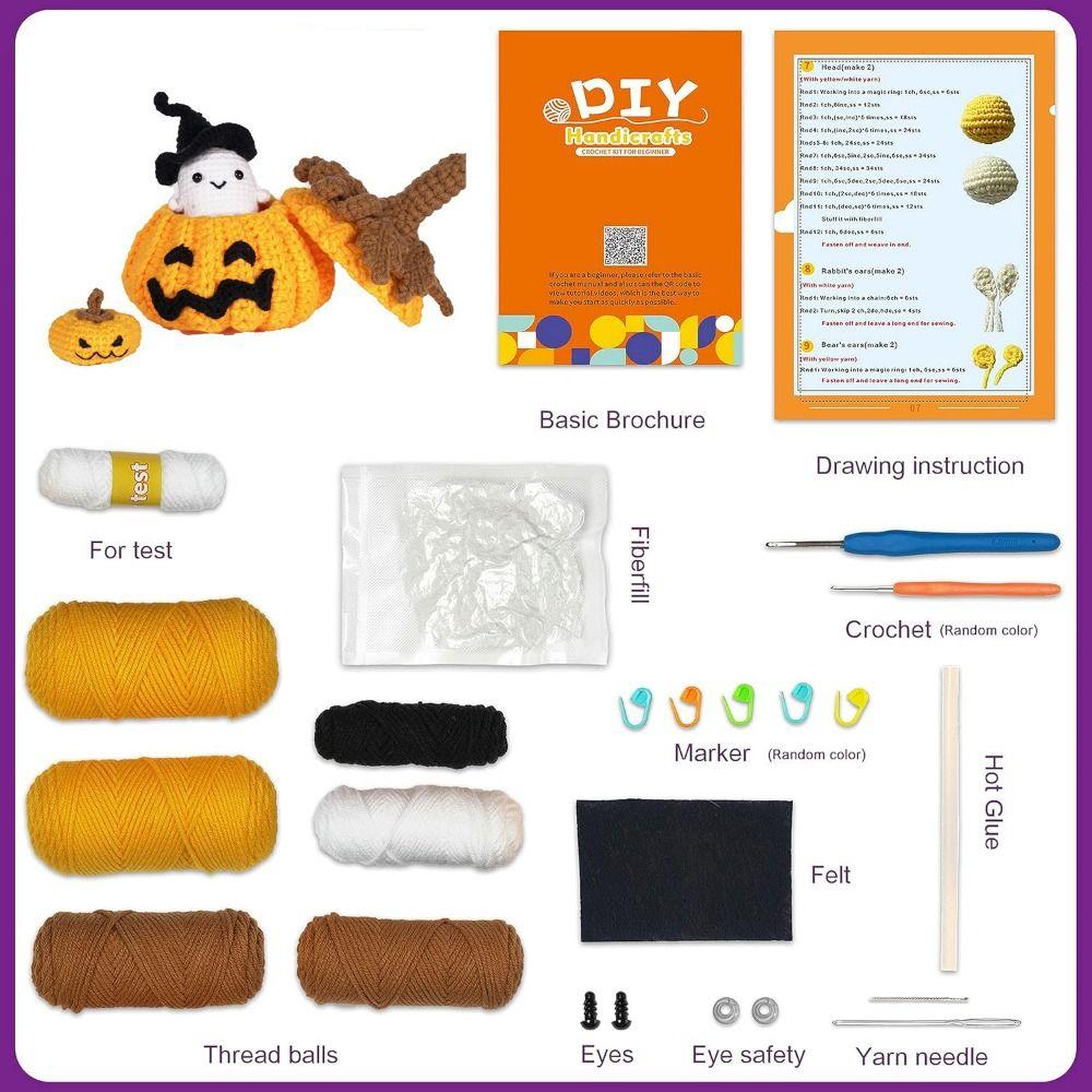 Creative Halloween Thread Crochet Material Little Green Doll Beginner Crochet Kit  Beginners