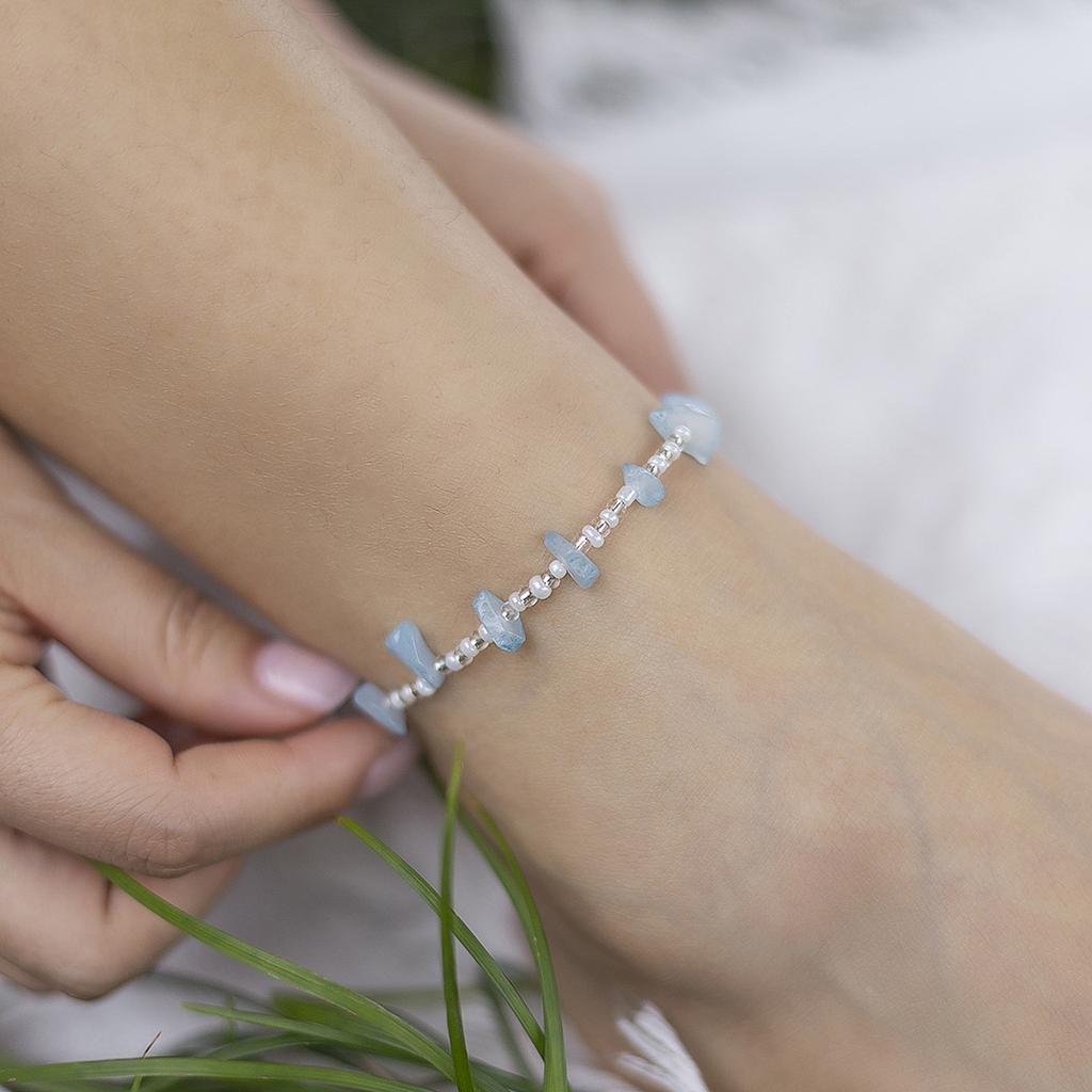 Metal Alloy Turquoise Anklet For Women, Simple And Versatile Retro Ethnic Style Ankle Chain Jewelry Gift