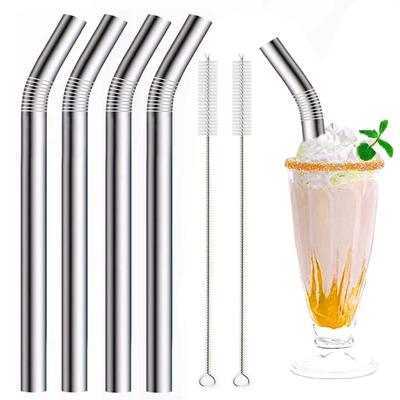 304 Stainless Steel Smoothie Straws 12mm Wide Reusable Metal Drinking Straw for Milkshake Boba Bubble Tea Bent Straws Set