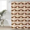 Dachshund Cartoon Dog Shower Curtain Polyester Waterproof Curtain Geometric Striped Kids Bath Curtain Home Decor with Hooks