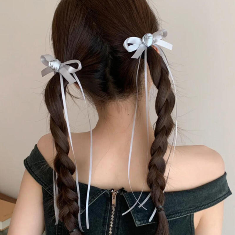 Jerpy Ribbon Camellia Corsage Hairpin Point Pin black