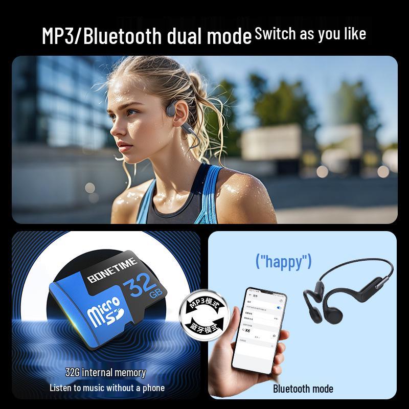 X6 Bone Conduction Headphones: 32GB Memory, HD Calls, Music Listening, Swim & Sports Bluetooth Headphones