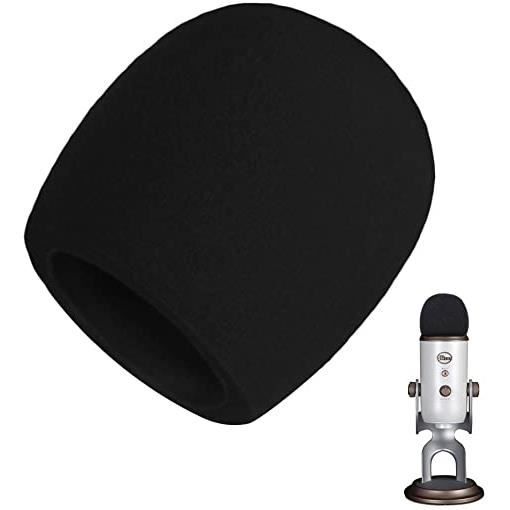 AOBETAK Mousse Micro Anti Bruit,Bonnette Filtre Micro Anti Vent Pop Pour Microphone À Condensateur Blue Yeti,Yeti Pro,Noir