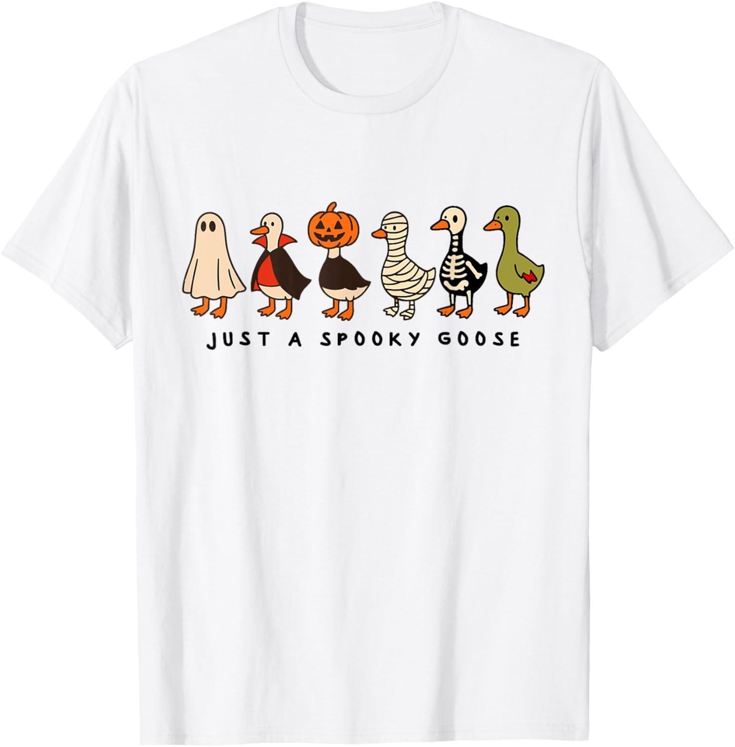 Just A Spooky Goose Halloween Silly Goose Funny Halloween T-Shirt Mens Womens Tees Top unisex T-Shirt Mens Womens Tees Top XL