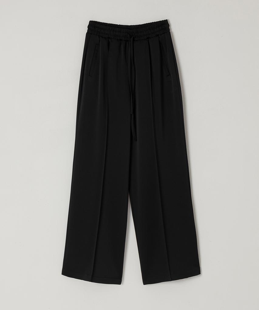 NEBELEVERYWEAR Satin Pintuck Banding Pants_Black