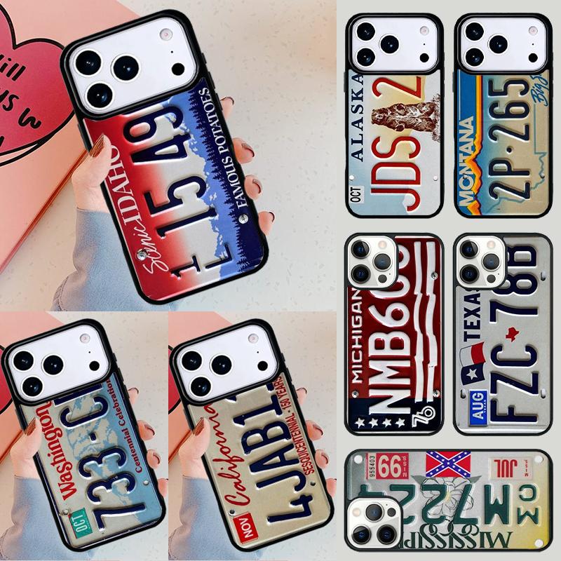 License Plate Phone Case For iPhone 17 Air 14 15 13 12 Max Cover For Apple 16e 11 Pro Max Plus Coque