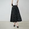 Retro Polka Dot Elastic Waist A-Line Maxi Skirt
