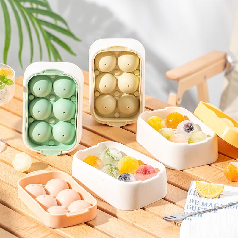 6-Cavity Silicone Ice Ball Mold with Lid