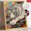 Shiny Pearl Elegant White Tiger DIY Painting Creative Bead Art Craft Household Wall Decoration Nice Present For Art Hobbyists Home Decor Accents
