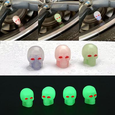 1-10pcs Luminous Skull Automobile Tyre Luminous Valve Cap Automobile Electric Vehicle Motorcycle Valve Cover Luminous Valve Caps