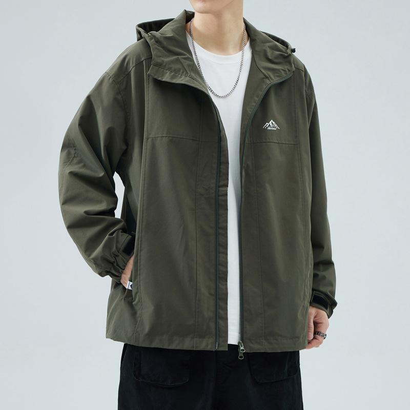 Yacang Charge Jacket Men'S Season Loose Windbreaker Hooded Cotton Jacket Men'S Clothes Casual Jacket Men'S