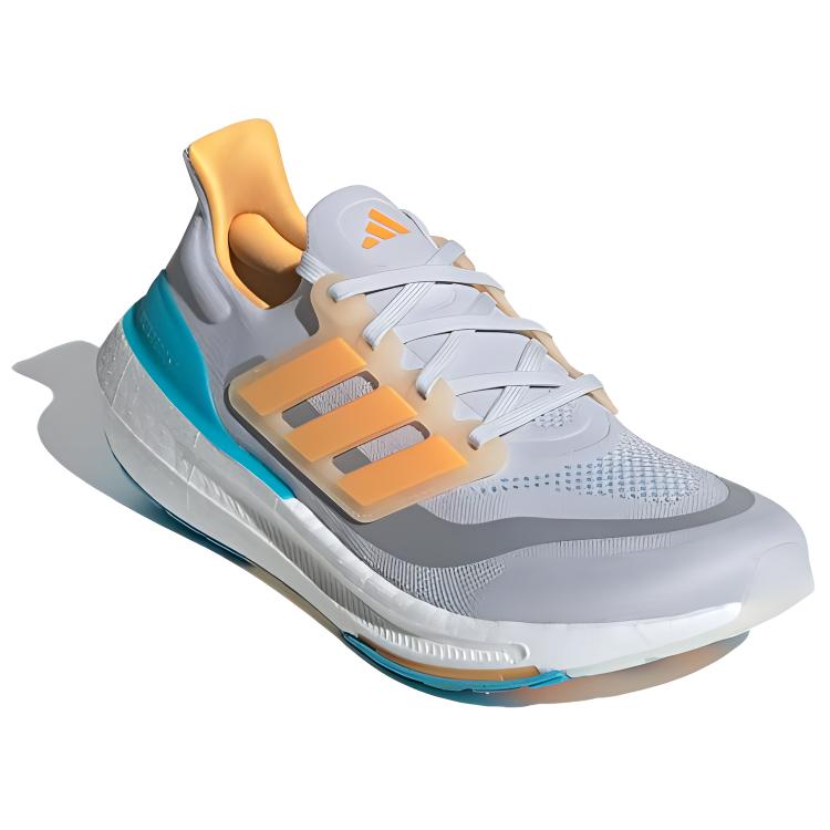 Adidas UltraBoost Light Grey Flash Orange Cyan Men Sneakers Dash-Grey Lucid-Cyan IE1758