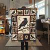 Crow Print Flannel Blanket, High quality Comfortable for All Seasons, Home Decor, Warmth and Comfort, Perfect for Christmas Gifts47