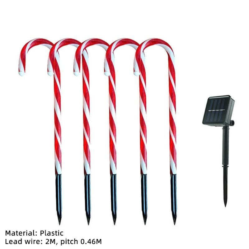 Christmas Candy Cane Lights 8 Modes Timer Remote Waterproof Battery Operated Pathway Marker Garden Landscape Decor Lawn Lights