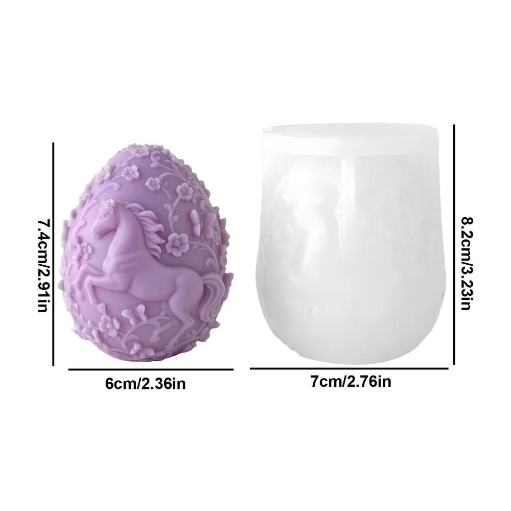 

Egg Candle Mold 3D Horse Floral Embossed Egg Mould Flexible Silicone Candle Molds for DIY Chocolate Fondant Baking Soap Resin белый
