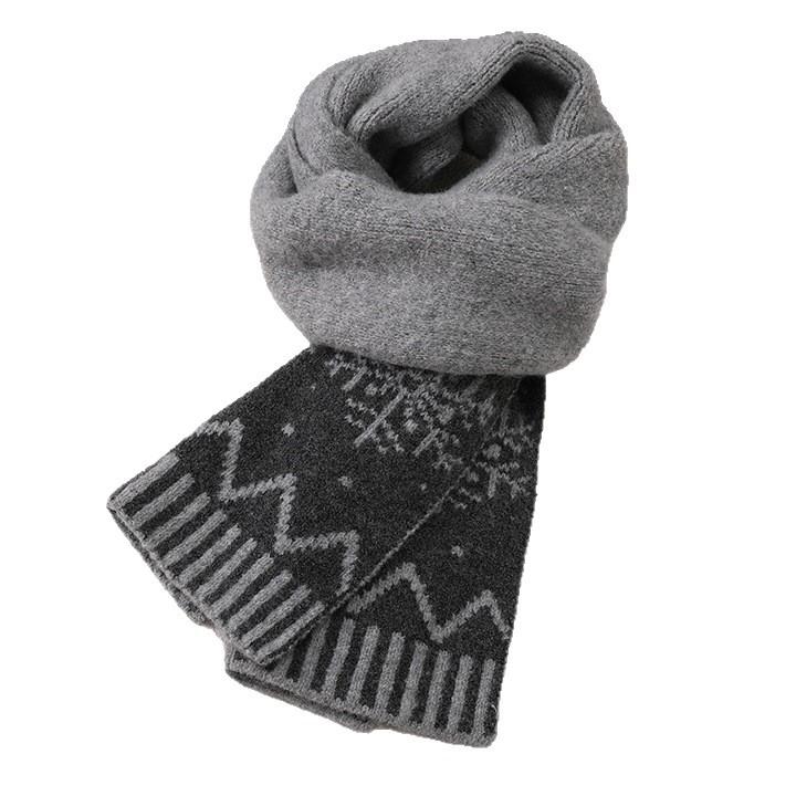 Double-sided thickened snowflake couple jacquard retro knitted scarf women's winter warm scarf men's quality
