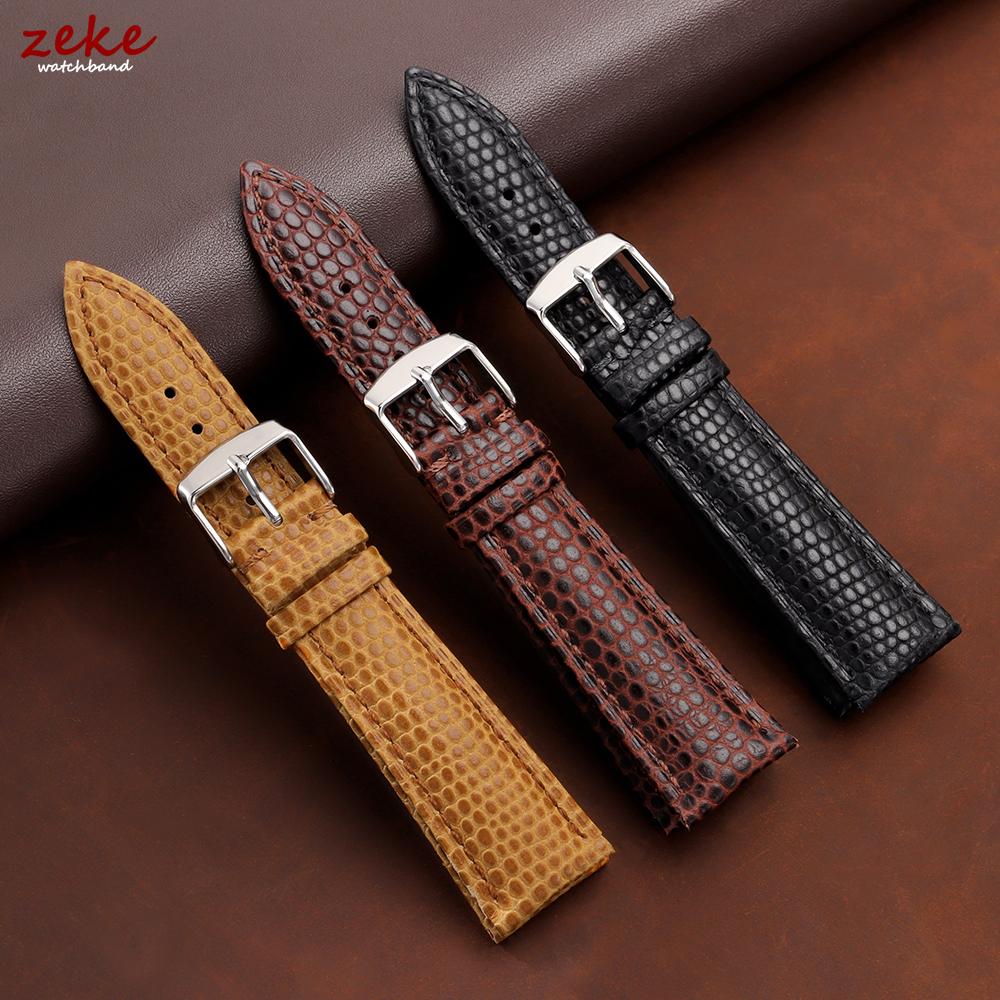 Lizard Grain Genuine Cowhide Watch Strap Waterproof Quick Release Leather Band 16/18mm 20mm 22mm Universal Replacement Wristband