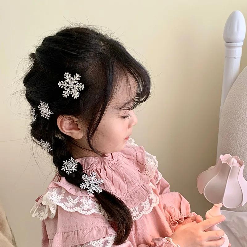 1/50pcs Sliver Snowflake Hair Clip Women Girls Sweet Bangs Side Clip Glitter Shiny Edge Hairpins Christmas Headwear