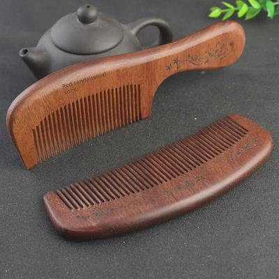 "Portable Red Sandalwood Comb with Fine Teeth for Long Hair - Ideal for Valentine's, Mother's Day, and Gift-giving."