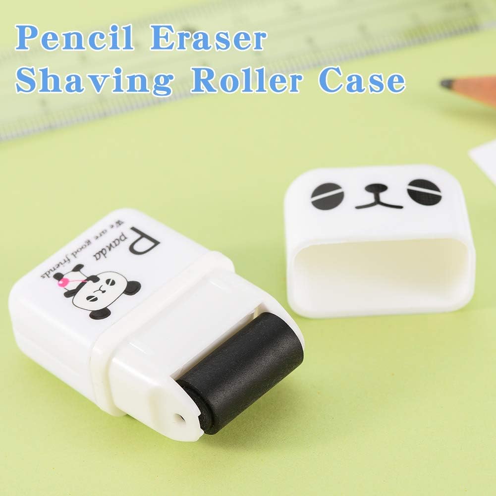 Sooez 12 Pack Pencil Erasers, Cute Erasers Pencil Eraser with Clean up Roller Pencil Eraser Shaving Roller Case Erasers for Party Favors Gift