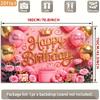 2D Sweet Pink Gold Birthday Backdrop Banner Princess Themed Happy Birthday Party Decor Background