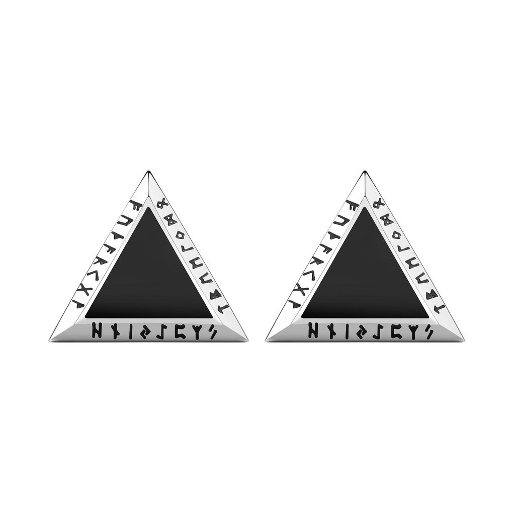 Vnox Octagon Triangle Earrings for Men, Stainless Steel Viking Rune Almut Stud Earrings, Geometric Ear Jewelry