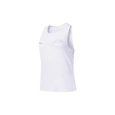 Logo Breathable Comfortable Knitted Round Neck Vest Women Tops Pearl-White SC1249016A-WT02