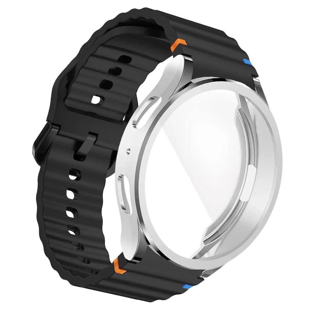 tpu Case+Strap Sports Strap for Samsung Galaxy 7 6 4 5 40mm 44MM Original Silicone Bracelet Soft TPU Case Glass Protective Cover