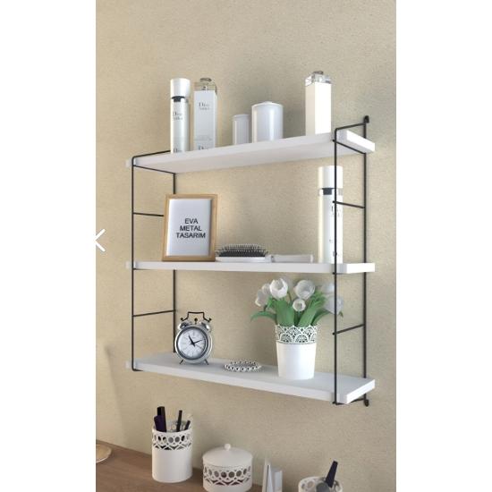 

Modern Büyük Boy 3 Katlı Duvar Rafı Beyaz