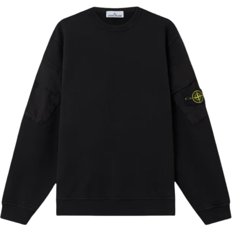 Stone Island FW25 Autumn Winter Logo Crew Neck Long Sleeve Sweatshirt Men sweatshirt Black K2S156100008S0A20-V0029