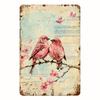 Vintage Floral Bird Metal Wall Decor  Pastel Pink  Teal Suitable for Home Cafe Office Garden  Sturdy Iron Tin Sign with Pr
