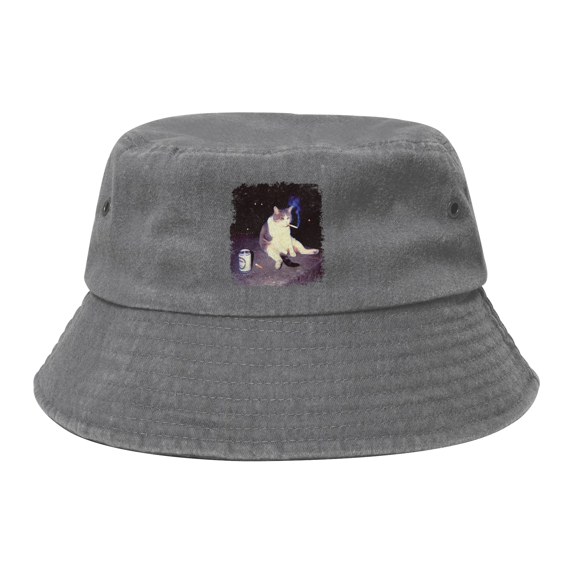 Unisex Bucket Hat Smoking Cat Meme Vocation Getaway Headwear Outdoor Sport Fishing FisherUnisex Caps Bob Hat Birthday Gifts One Size