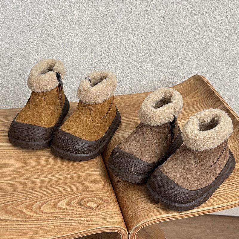 Soft leather children's snow boots suitable for babies toddlers lined with warm polar fleece winter outdoor shoes toddler boots