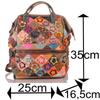 Damen Patchwork Leder Rucksack groß – Blumen Unikat