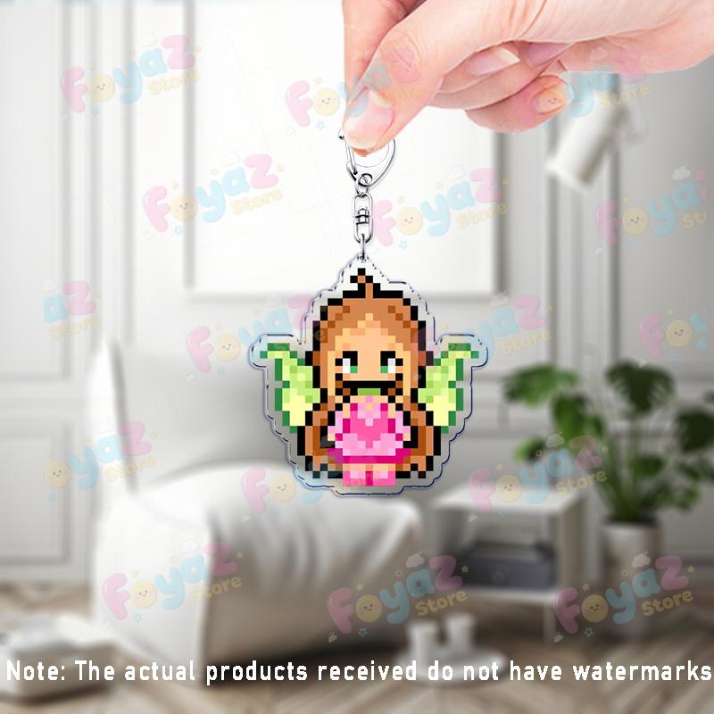 Cartoon Pixel Fairy Keychains for Accessories Bag Charm Stella Musa Tecna Magical Girl Fairies Keyrings Jewelry Friends Gifts