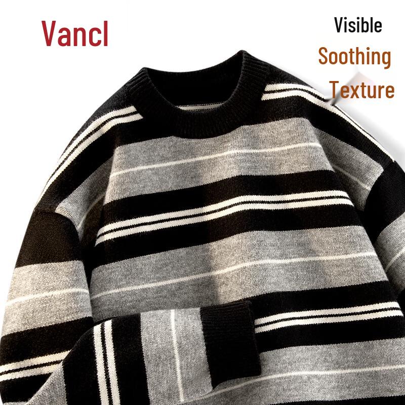 

VANCL Men s Relaxed Fit Striped Pullover Sweater
