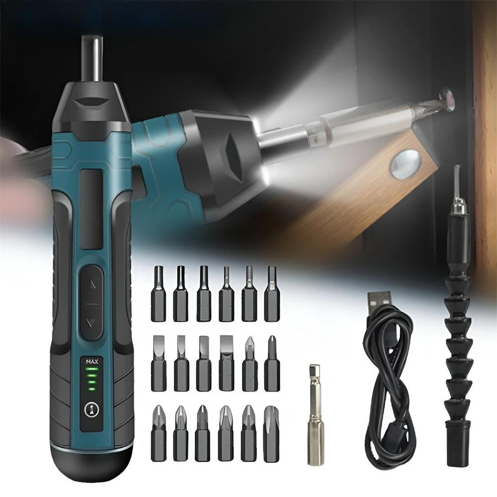Large Torque Electric Screwdriver Manual Tool Ratchet Screwdriver Set Mini Electric Drill Hand Tools With Flashlight
