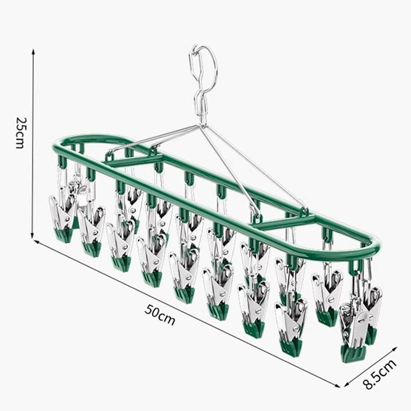 18 Clip Stainless Steel Sock Rack Clothes Rack Multifunctional Household Unmarked Underwear Drying Rack Balcony Storage Racks