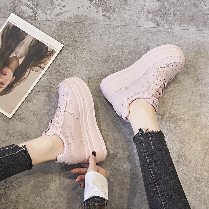 Fashion 8CM Cow Genuine Leather Females Comfy Casual Ladies Vulcanize Women Platform Spring Autumn High Brand Sneakers Breathable