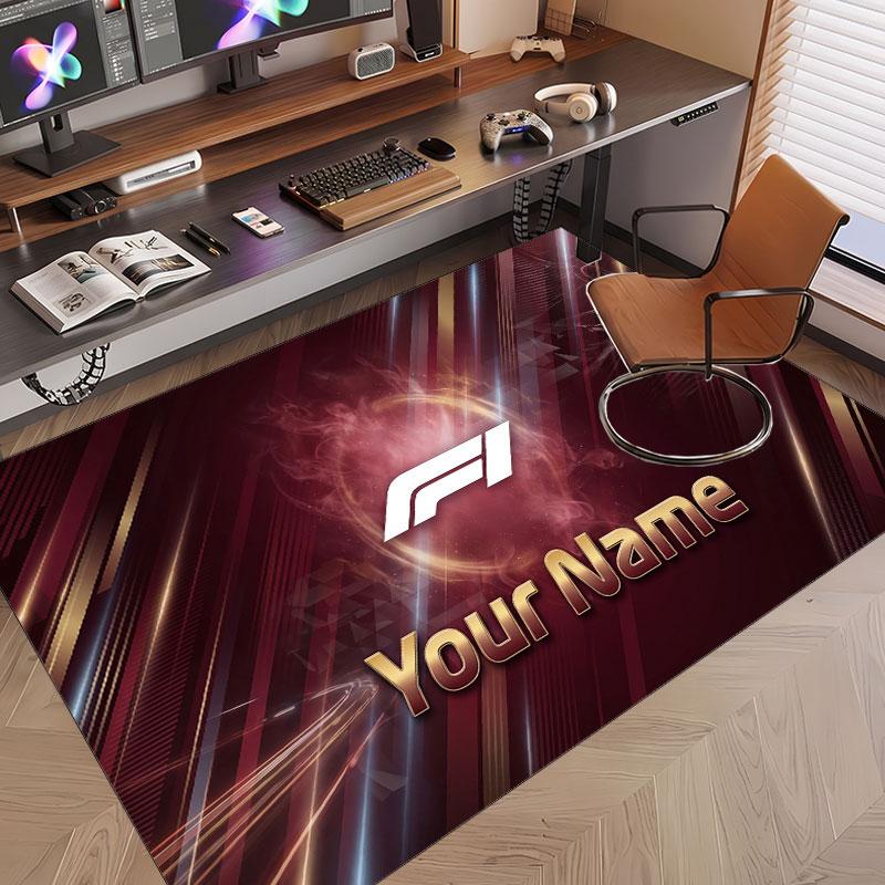 Custom Rug F1 Pattern Print Name Text Soft Non‑Slip Floor Carpet for Home Indoor Decoration