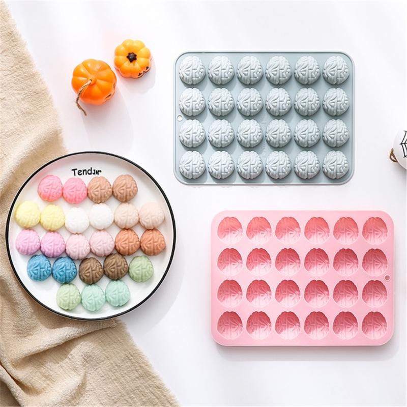24Cavity Brains Shaped Silicone Molds Fondants Molds Pastries Bakings Decorating Tool Soap Molds Cake DIY Supplies