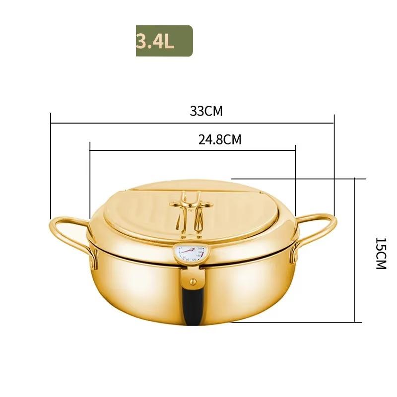 Stainless Steel Fryer 1PC Household Double Bottom Oil Saving Temperature Control Gas Induction Cooker Special Kitchen Supplies