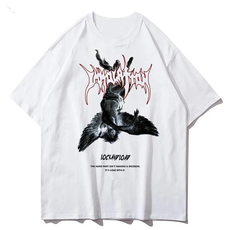 Harajuku Art Fallen Angel Mens T-shirt Summer Women O-Neck Streetwear Tshirts Tops Short Sleeve Top Male Vintage Y2k Clothes