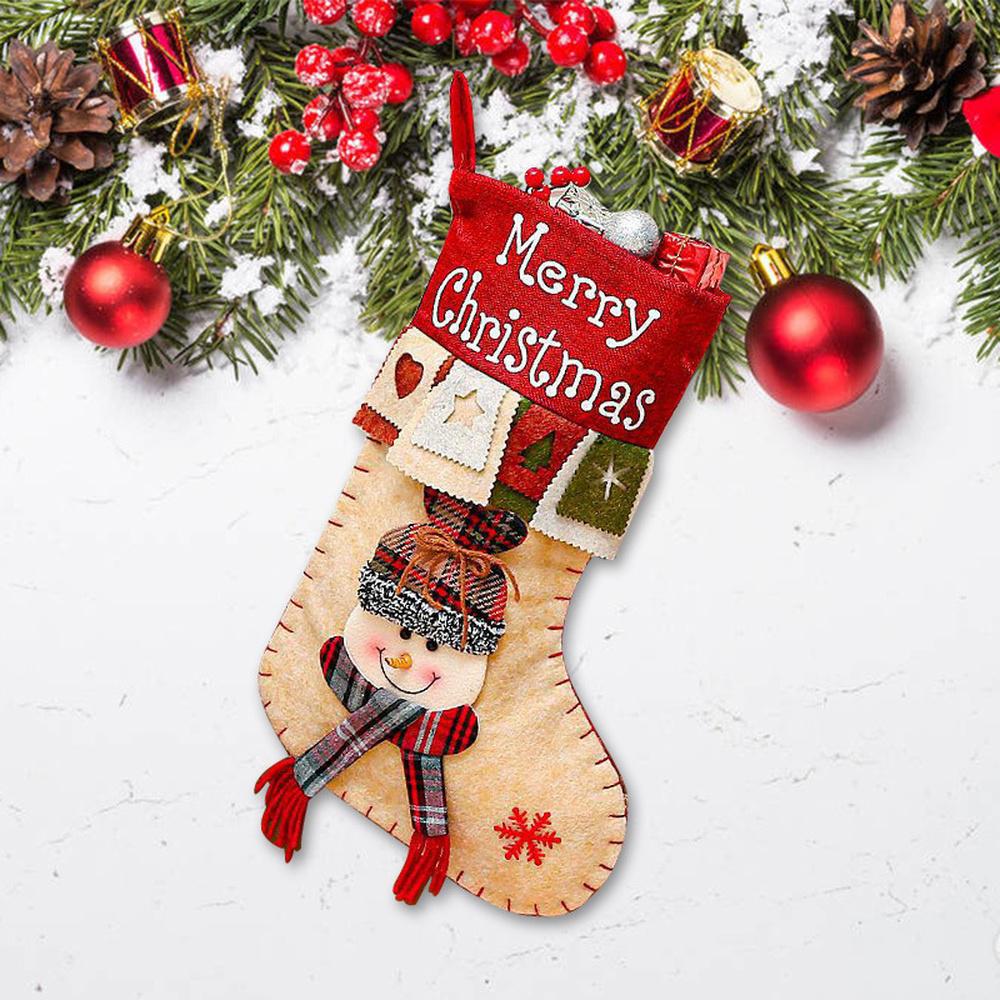 Christmas Socks Large Boots Xmas Tree Decorations Storage Bag Santa Claus Snowman Plush Ornaments Christmas Home Decoration