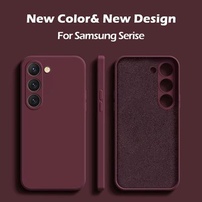 Capa quadrada macia de silicone líquido para Samsung S24 S23 S22 Ultra Plus para Samsung Galaxy S24 S23 S22 Ultra S24 Plus S24Ultra