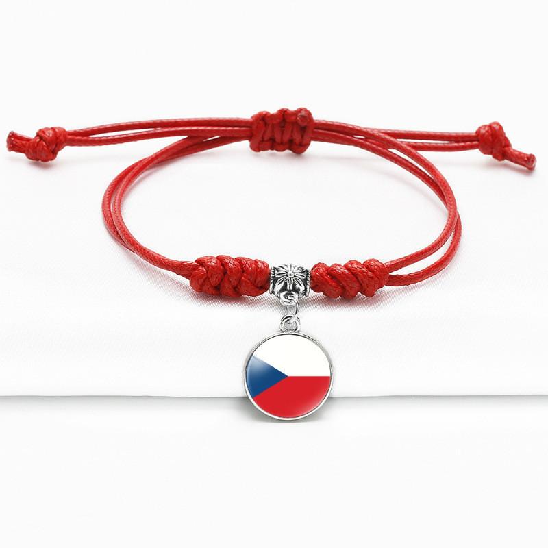 Red Bracelet Trendy With Timeless Gem European Country Flags Unisex Material Mixed