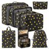 8 Pieces Travel Bag Set Mesh Panels Zippered Packing Cube SemiRigid Hanging Toiletry Gray