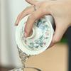 Porcelain Camellia Pattern Tea Tureen Kungfu Tea Cup Set Tea Infuser Traditional with Cover Teacup Tea Sealed Storage Jar